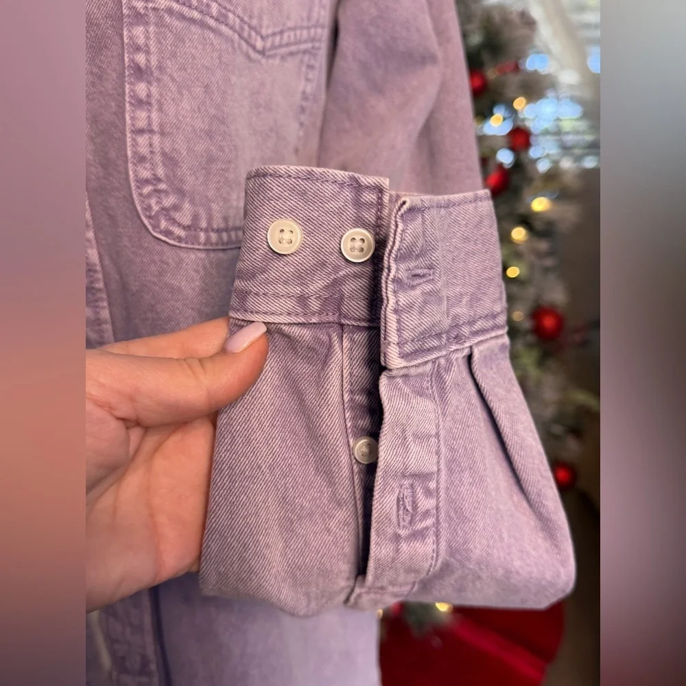 Zara Men's Purple Denim Shirt - Picture 5 of 9